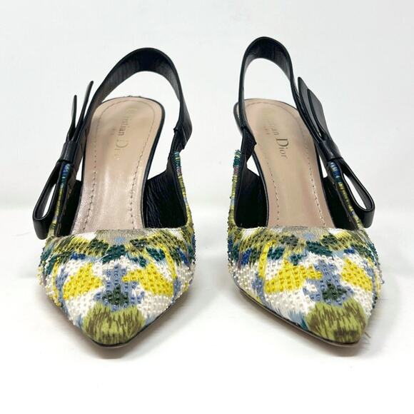 Dior Sweet D Embroidered Beaded Slingback Pumps Size 40 / 9.5-10 - Picture 4 of 10